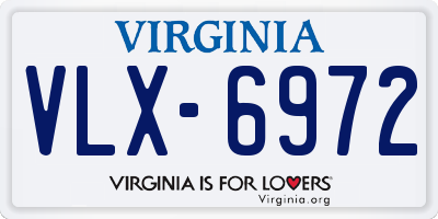 VA license plate VLX6972