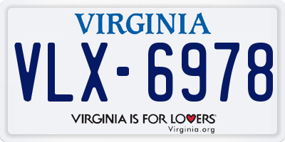 VA license plate VLX6978