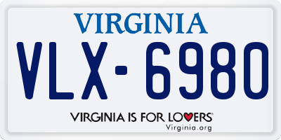 VA license plate VLX6980