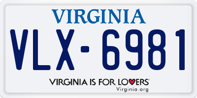 VA license plate VLX6981