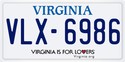 VA license plate VLX6986