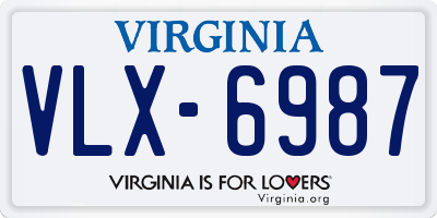 VA license plate VLX6987