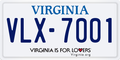 VA license plate VLX7001