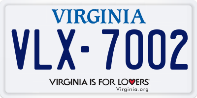 VA license plate VLX7002