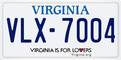 VA license plate VLX7004