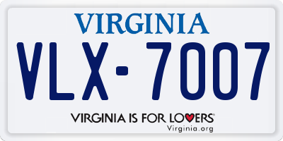 VA license plate VLX7007