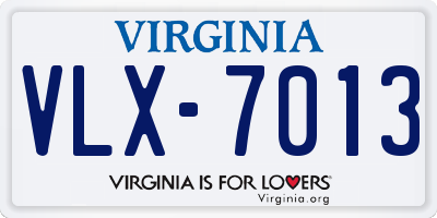 VA license plate VLX7013