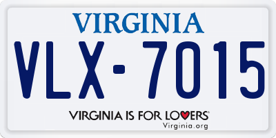 VA license plate VLX7015