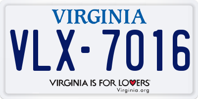 VA license plate VLX7016