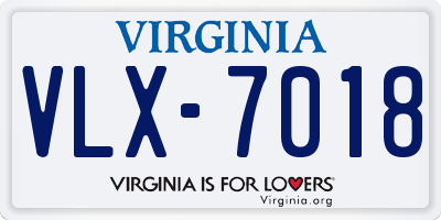 VA license plate VLX7018