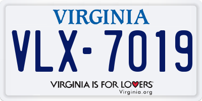 VA license plate VLX7019