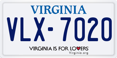 VA license plate VLX7020