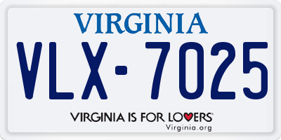 VA license plate VLX7025