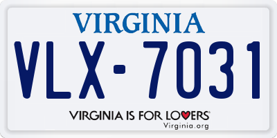 VA license plate VLX7031