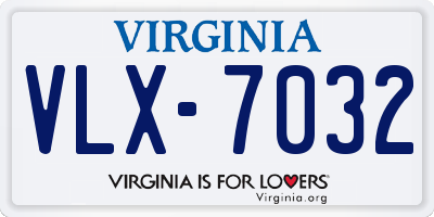 VA license plate VLX7032