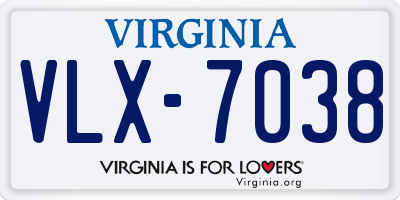 VA license plate VLX7038