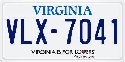 VA license plate VLX7041