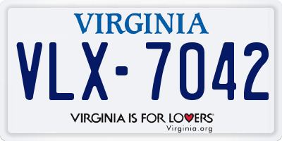 VA license plate VLX7042