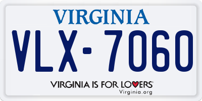 VA license plate VLX7060