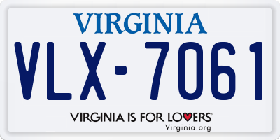 VA license plate VLX7061