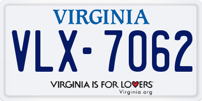 VA license plate VLX7062