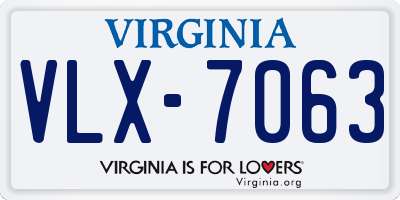 VA license plate VLX7063