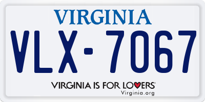 VA license plate VLX7067