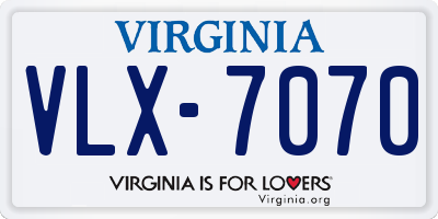 VA license plate VLX7070