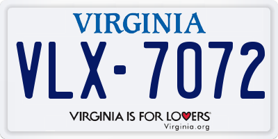 VA license plate VLX7072