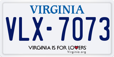 VA license plate VLX7073