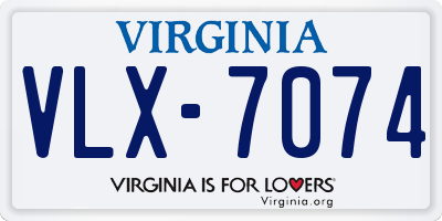 VA license plate VLX7074