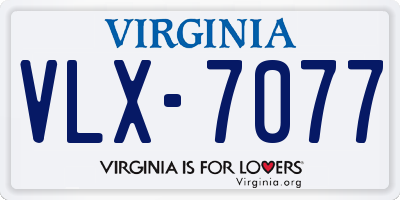 VA license plate VLX7077