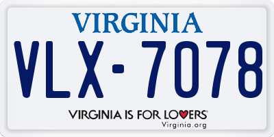 VA license plate VLX7078