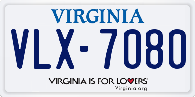 VA license plate VLX7080