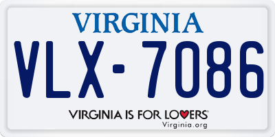 VA license plate VLX7086