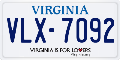 VA license plate VLX7092