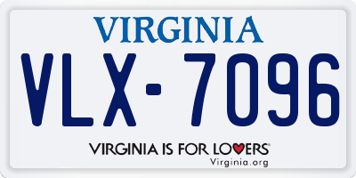 VA license plate VLX7096