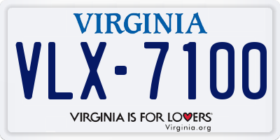 VA license plate VLX7100