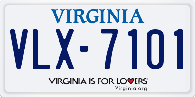 VA license plate VLX7101