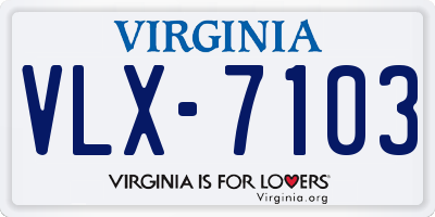 VA license plate VLX7103