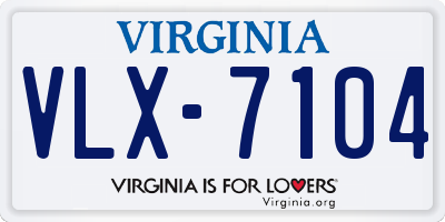 VA license plate VLX7104