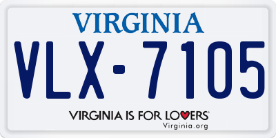 VA license plate VLX7105