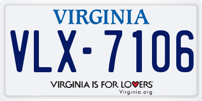 VA license plate VLX7106