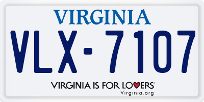 VA license plate VLX7107