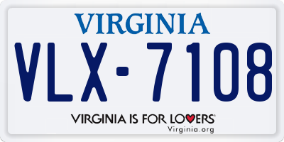 VA license plate VLX7108