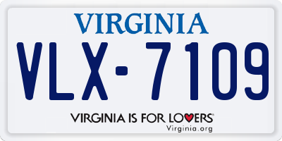 VA license plate VLX7109