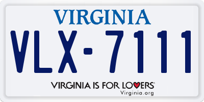 VA license plate VLX7111