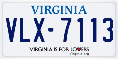 VA license plate VLX7113