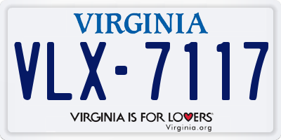 VA license plate VLX7117