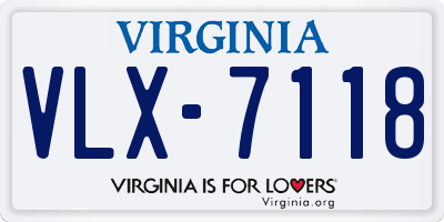 VA license plate VLX7118